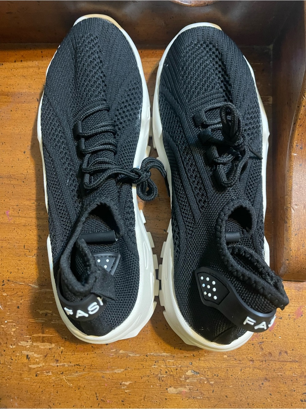 Women’s Black Knit Slip-On Fashion Sneakers with White Sole